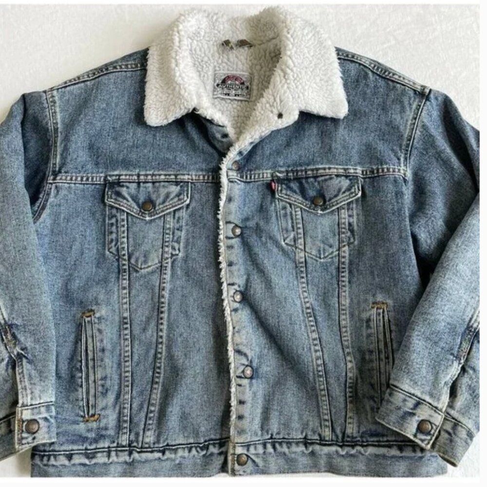 Vintage Levis Authentic USA Sherpa Fleece Lined Denim Jean Jacket #70609-4891 XL